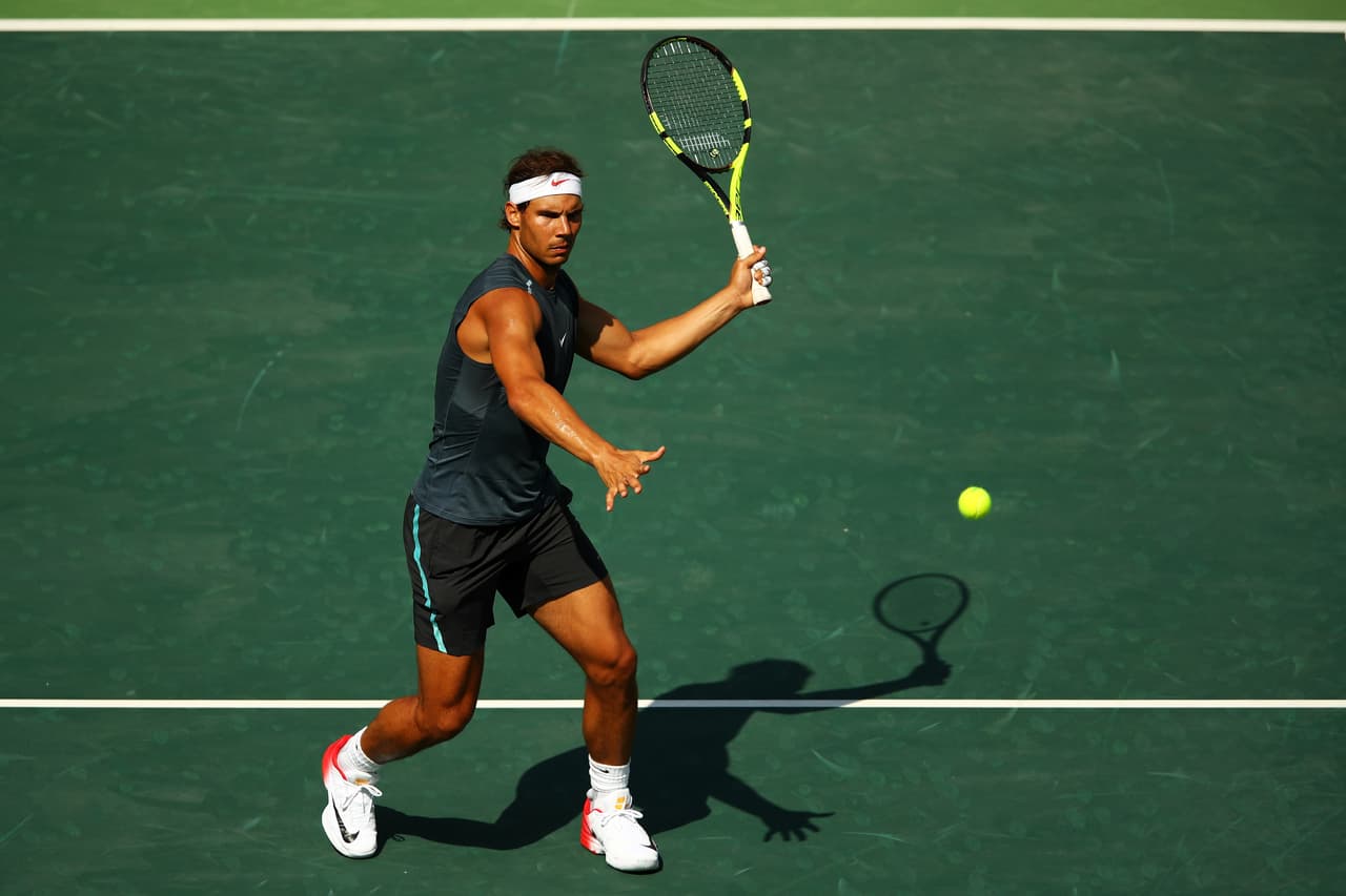 Rafael Nadal también saltó a la cancha para entrenar. El español, es uno de los favporitos al oro si logra encontrar su mejor forma.