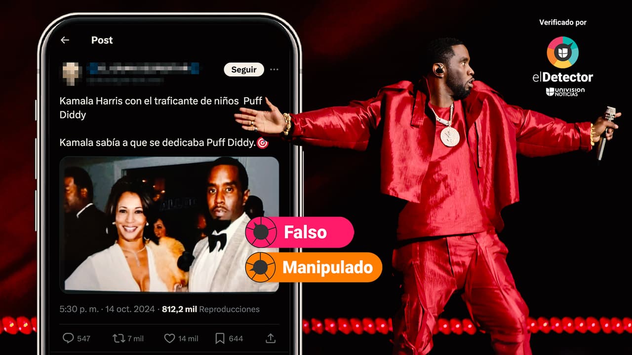 Esa imagen de Kamala Harris junto al rapero Sean ‘Diddy’ Combs no es real: está manipulada
