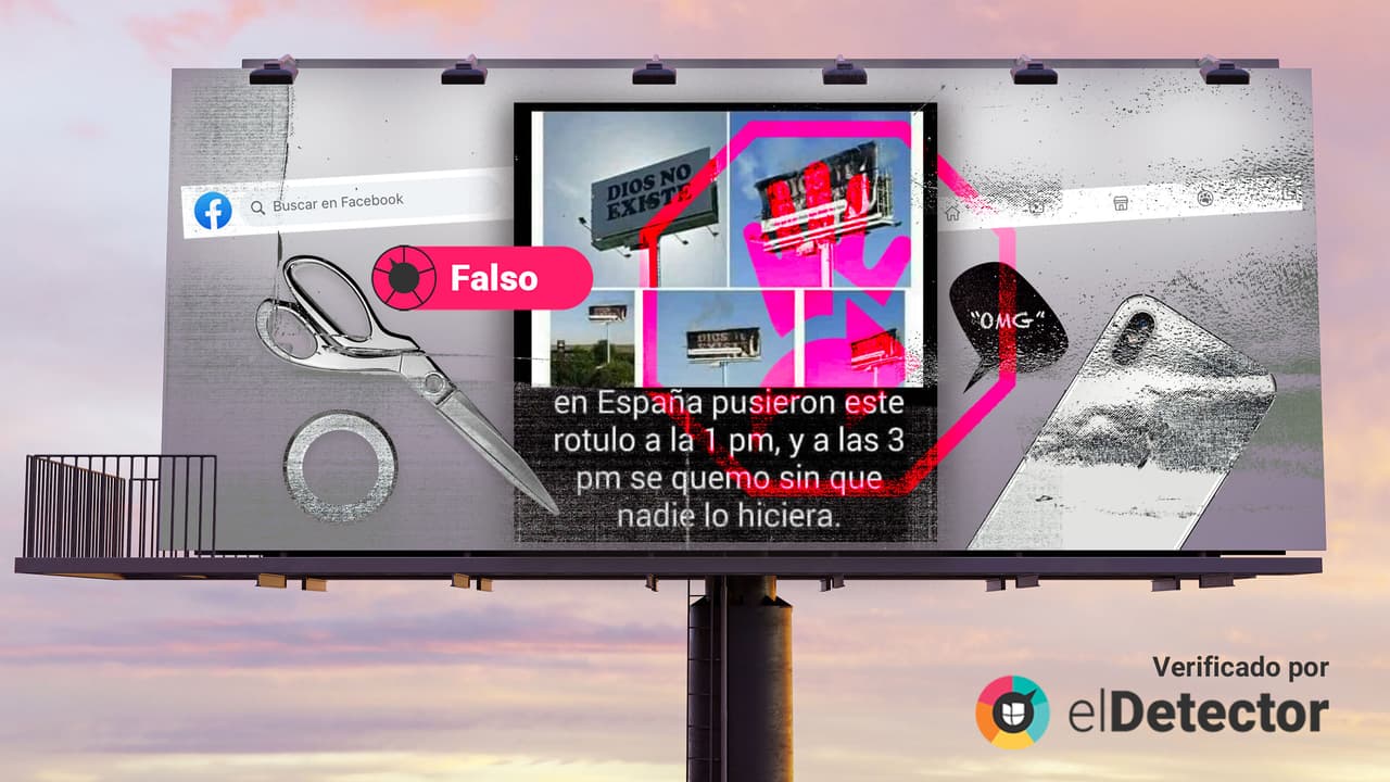 Es falso que una valla con el mensaje “Dios no existe” se quemó dos horas después de su instalación