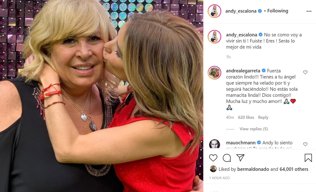 Lo hizo con esta foto al lado de su famosa madre y escribió: "
<b><a href="https://www.instagram.com/p/CHEFH_GgAeZ/" target="_blank">No sé cómo voy a vivir sin ti</a></b> ¡Fuiste, eres, serás lo mejor de mi vida!". 
<br>