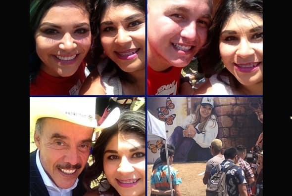El padre de los Rivera se tomó muchas fotos con los fans de su hija.
