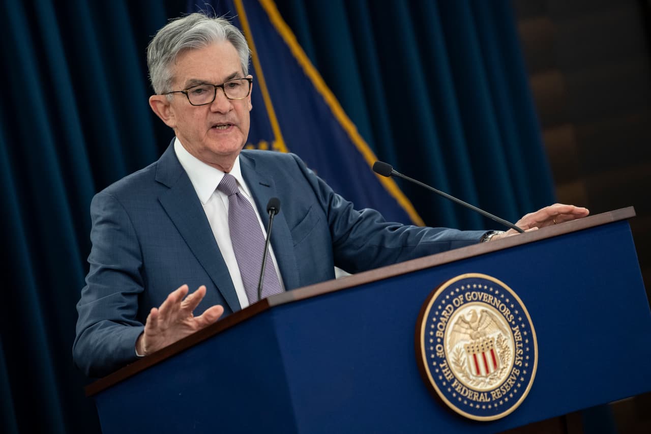 El presidente de la Fed, Jerome Powell, en una conferencia de prensa el 3 de marzo de 2020.