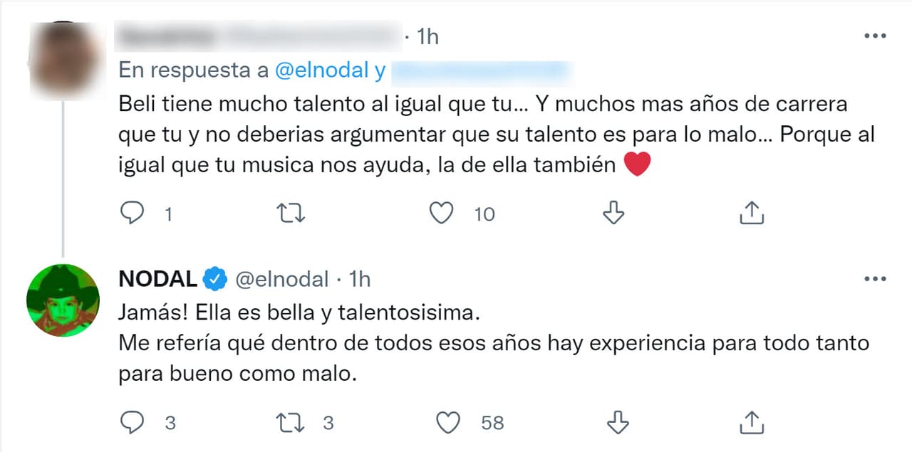 También dejó en claro que 
<b><a href="https://www.univision.com/famosos/christian-nodal-belinda-reacciona-reconciliacion" target="_blank">Belinda es "bella y talentosísima"</a></b>, pero que en los años en que estuvieron juntos hubo "experiencia para todo": "Tanto para bueno como para malo". 
<br>