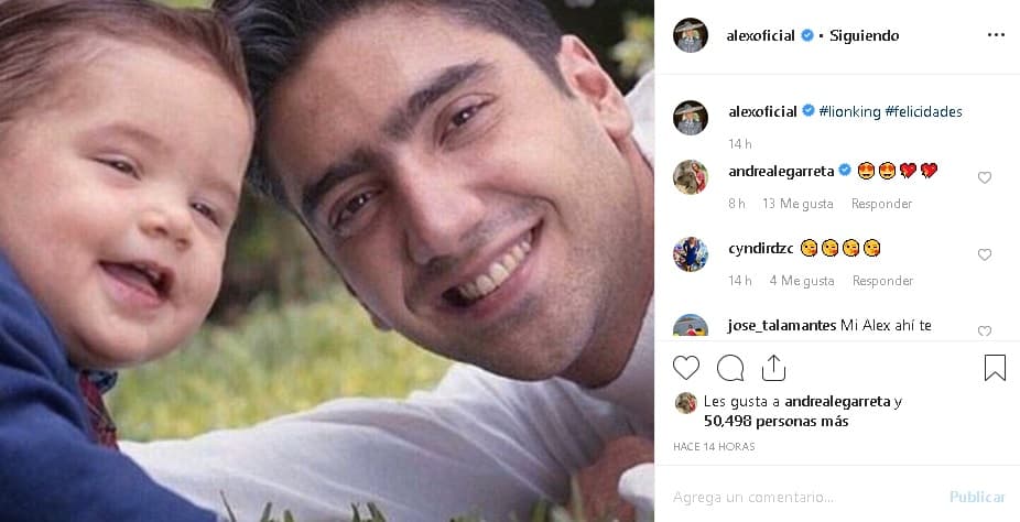 Luego
<b><a href="https://www.instagram.com/p/B4eXCwsFRKT/" target="_blank"> publicó otra </a></b>en la que aparece con Alex cuando aún era un bebé.