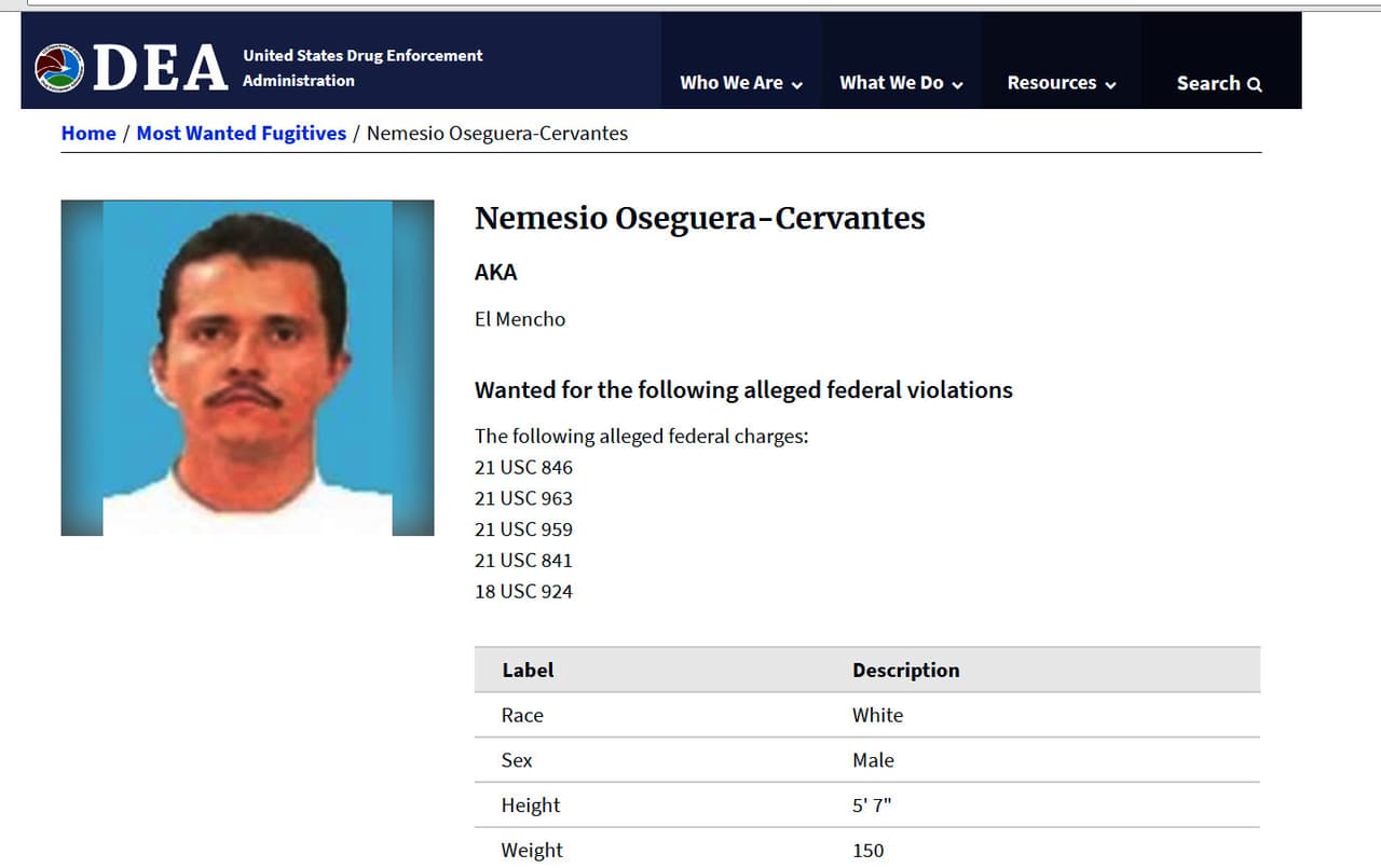 A Rubén Oseguera Cervantes también se le conoce como: El Mencho, El Mata Zetas, Don Nemesio, El Señor de los Gallos.