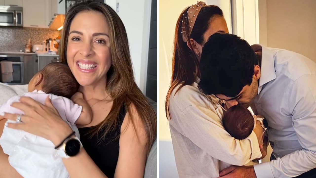 Maity Interiano, su esposo Anuar Zidan y su hija Nour.