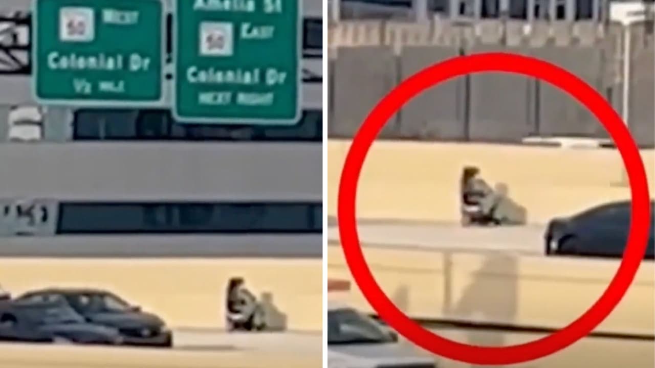 Captan a anciana circulando en silla de ruedas eléctrica por la autopista I-4 en Orlando