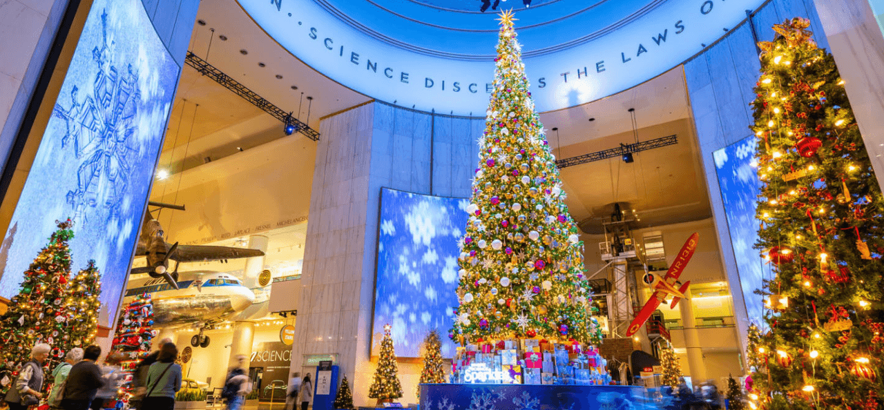 La 83.ª edición de Christmas Around the World and Holidays of Light presenta más de 50 árboles y exhibiciones decoradas por voluntarios de la comunidad, celebrando tradiciones familiares y culturales de todo el mundo. El Museo Griffin de la Ciencia y la Industria, cobra $24.95 para mayores de 12 años, y entre 3-11 años, $14.95.