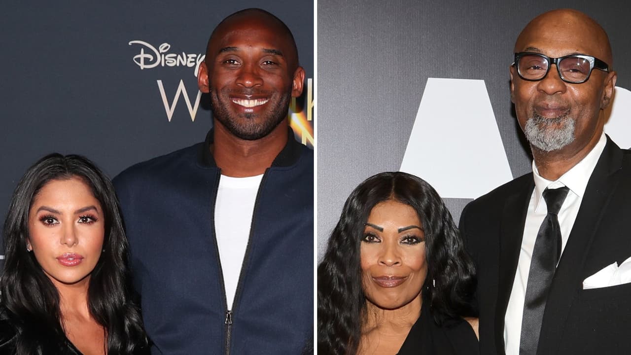 Kobe Bryant con su esposa Vanessa. Los padres del deportista, Joe y Pamela Bryant.