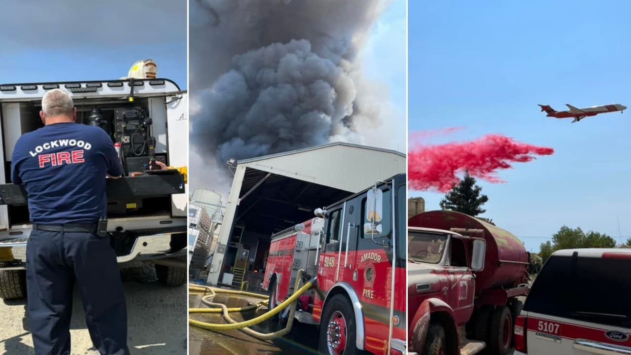 Bomberos luchan contra incendio en procesadora de madera en el condado de Amador