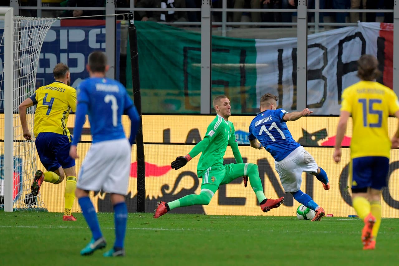 Una de las más claras fue esta de Immobile , el balón pasó por entre las piernas del portero pero un defensa alcanzó a rechazarla. Era la tercera, tras un pelotazo a quemarropa que se fue al tiro de esquina y otro desviado por la banda izquierda.