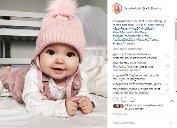 "No me importaría despertar con esta linda cara", fue lo que escribió la cantante de regional mexicano en Instagram, acompañado de las etiquetas "#NoRealmente #BuenoQuizas #PeroNoAhora #QuizasLuegoLuego #LoQueDiosDiga".