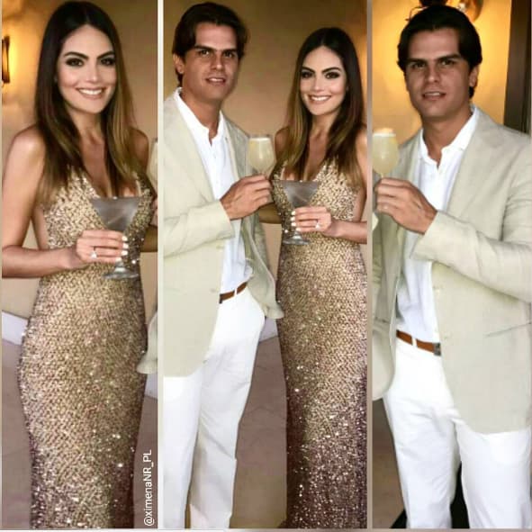 Ximena Navarrete y su novio, Juan Carlos Valladares, llegaron muy elegantes para compartir este importante momento.