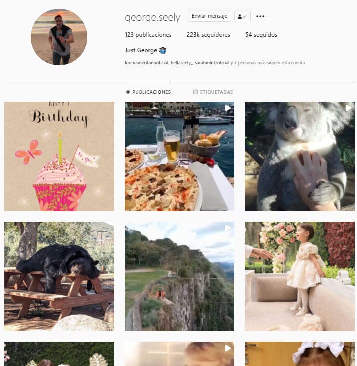 Actualmente, el empresario de origen libanés tiene fotos de sus viajes y de sus cuatro hijos en su cuenta. También hay dos imágenes de Bella en las que aparece con Marlene Favela, pero en ellas, George Seely no se refiere a la actriz. Además, tiene desactivada la sección de comentarios, pues eran constantes los ataques y críticas que recibía tras el divorcio de la artista.