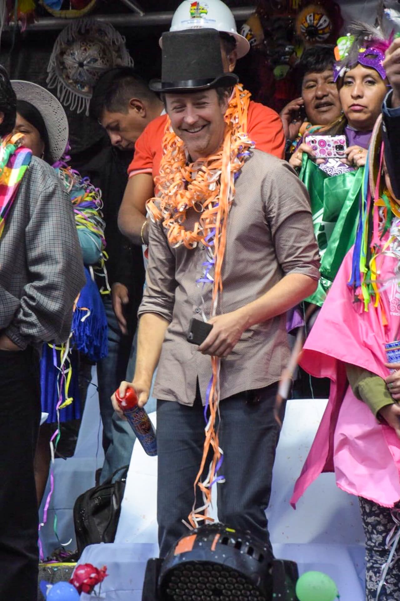 El actor nominado al Oscar estuvo en La Paz para sumarse a los festejos del país.