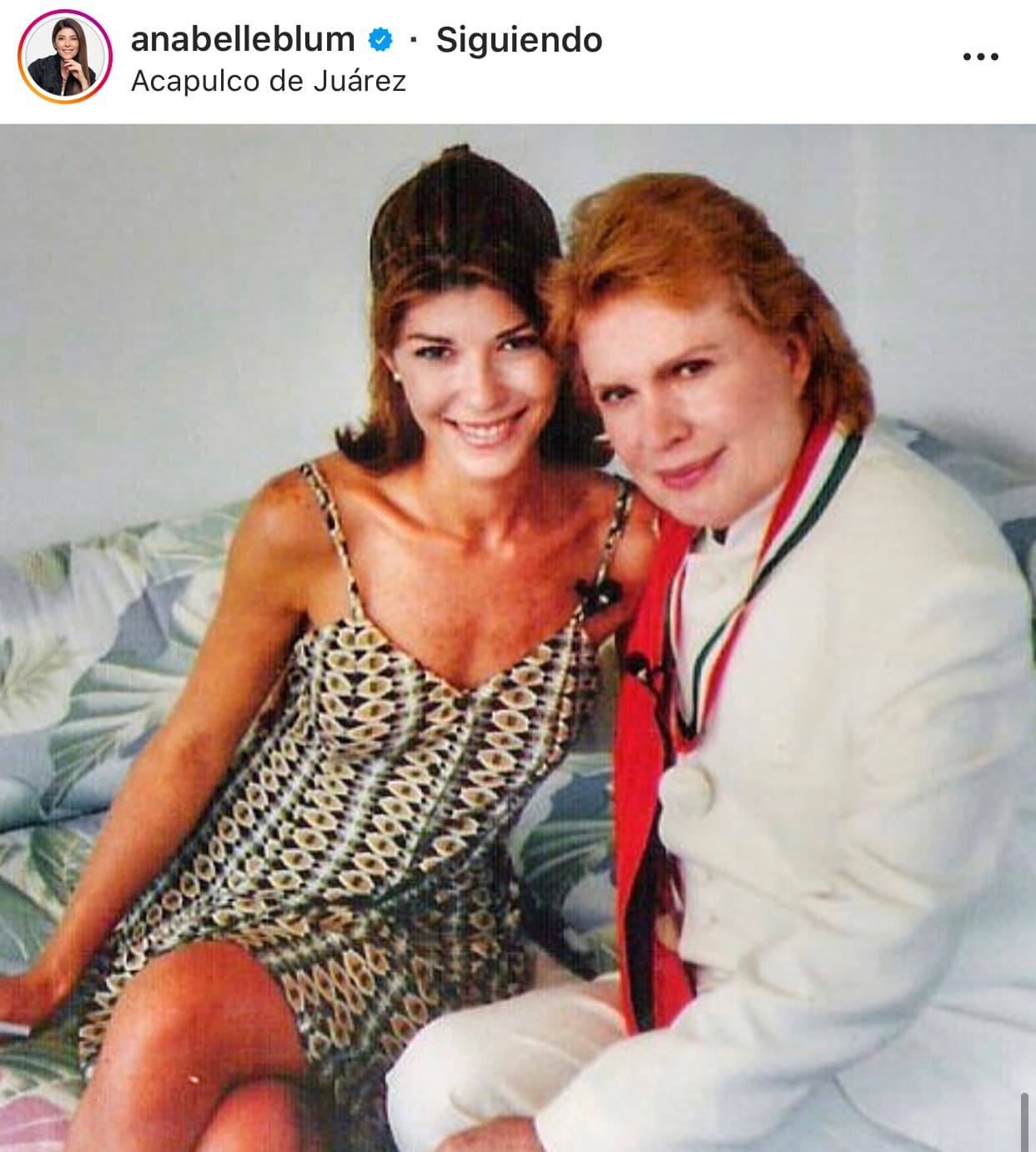 La presentadora venezolana 
<b><a href="https://www.instagram.com/anabelleblum/?hl=es-la" target="_blank">Anabelle Blum </a></b>compartió en Instagram esta imagen que se tomó con él en Acapulco en 1999.