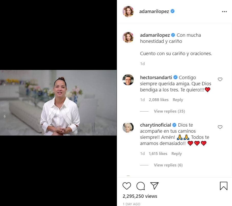 En su video López señaló que no descarta una reconciliación en el futuro:
<b>"</b>He decidido reevaluar nuestra relación y darnos un tiempo para ver si podemos rescatarla".
<br>