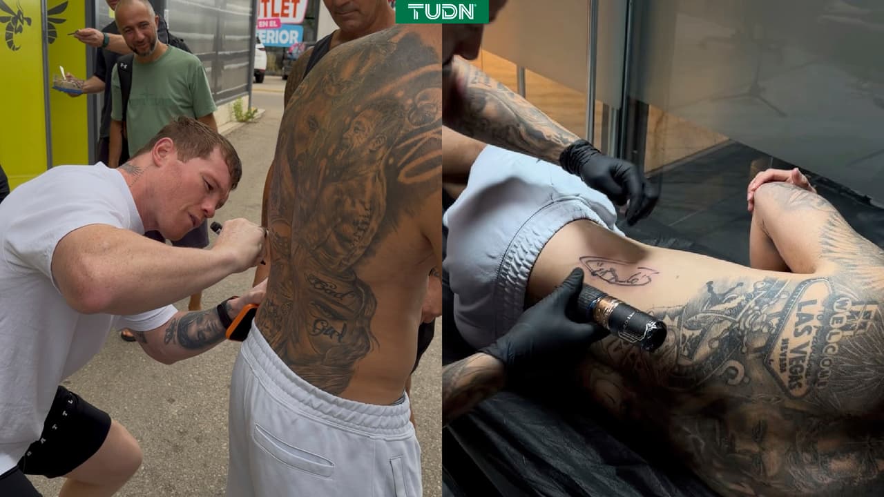 Fan español conoce a su ídolo y se tatúa firma de Canelo Álvarez
