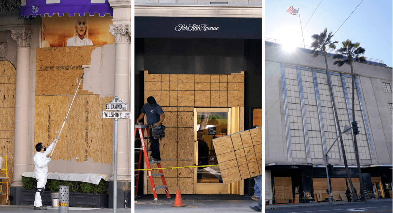 Dueños de negocios toman medidas ante posibles brotes de violencia en Los Ángeles durante la jornada electoral