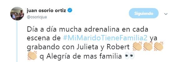 En su publicación, el productor hizo referencia a la adrenalina que se vive en el foro de grabación.