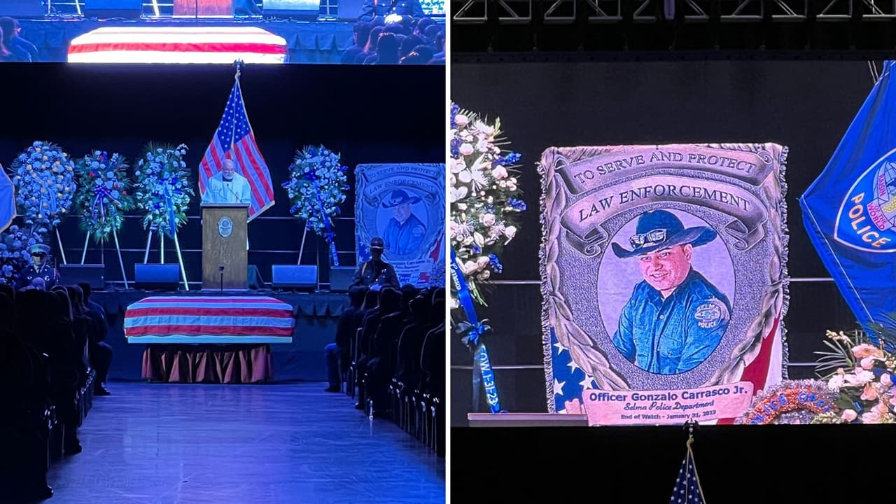 Cientos de personas acuden al funeral del oficial Gonzalo Carrasco Jr.