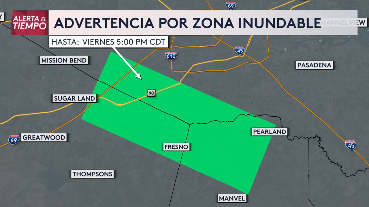 Emiten advertencia por zona  inundable en el área de Houston este viernes