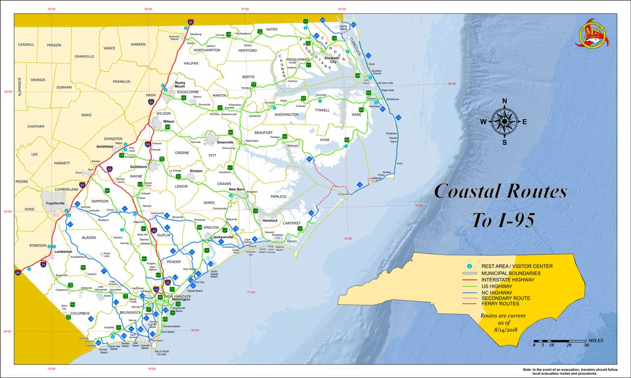 Las autoridades actualizan el portal DriveNC.gov con información reciente de las operaciones de desalojo.
