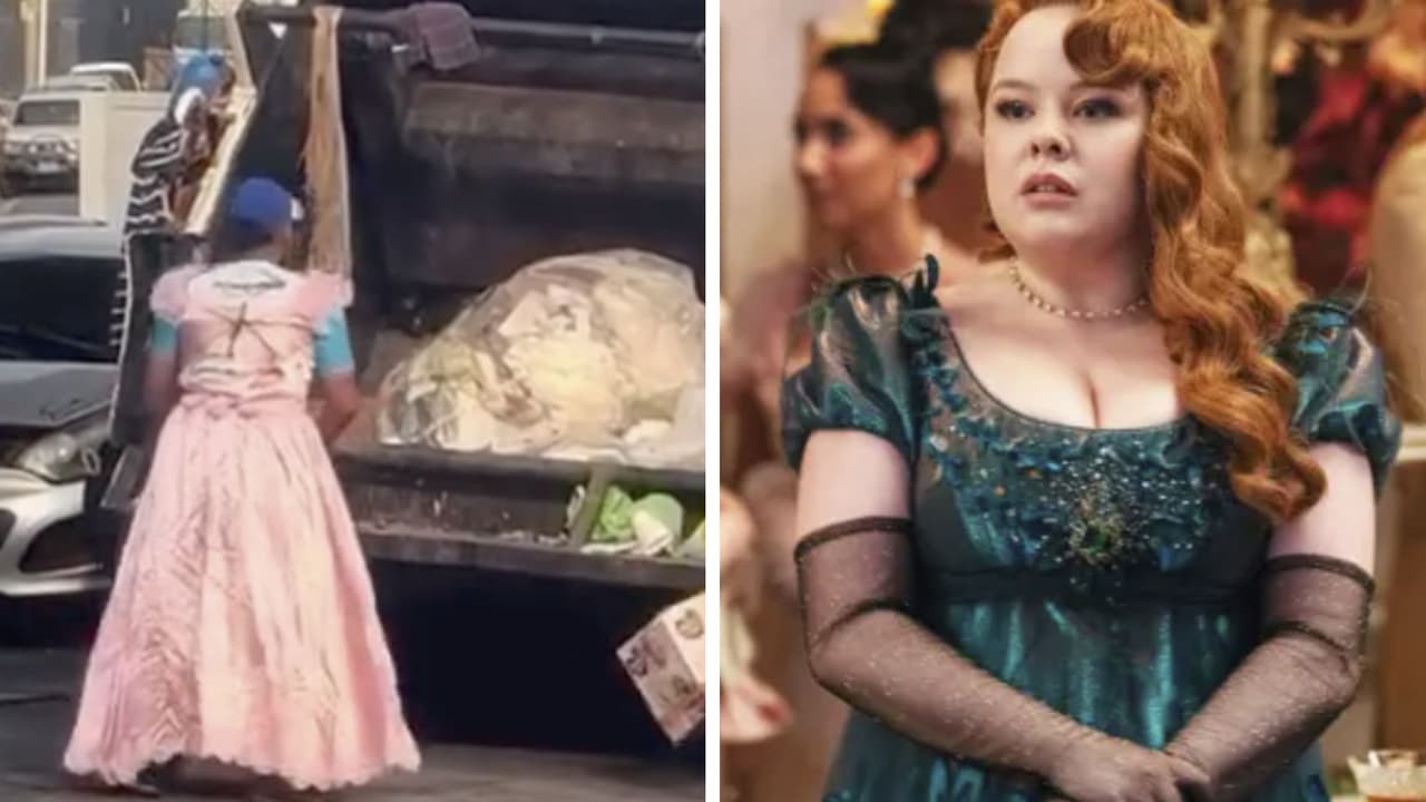 Recolectores de basura se disfrazan al estilo 'Bridgerton' ¡con todo y vestidos!: "Qué elegancia"