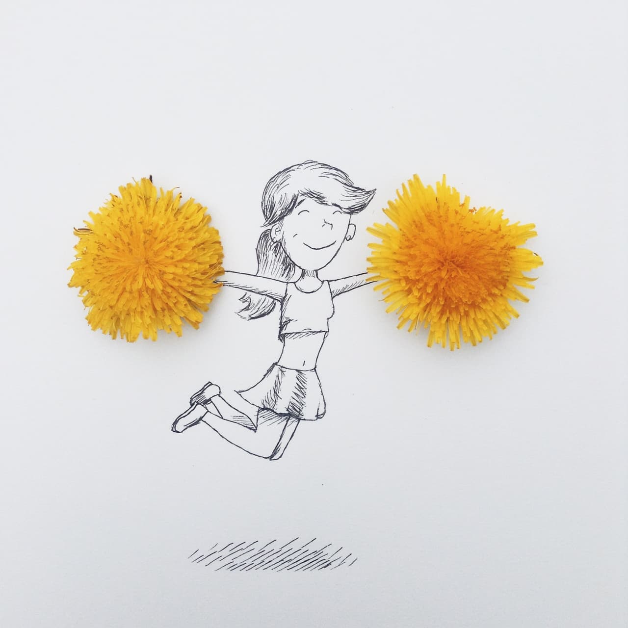 ¿Qué tal convertir flores en pompones de una porrista?