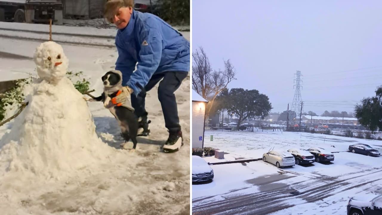 Ramón Valles salió temprano y bien abrigado para presentar un nuevo amigo a su mascota, mientras Carlos Rosario compartió impresionantes imágenes del área de Corridor at Westchase, completamente cubierta de nieve.
<i> ¡Un día perfecto para disfrutar del invierno en Houston!</i>