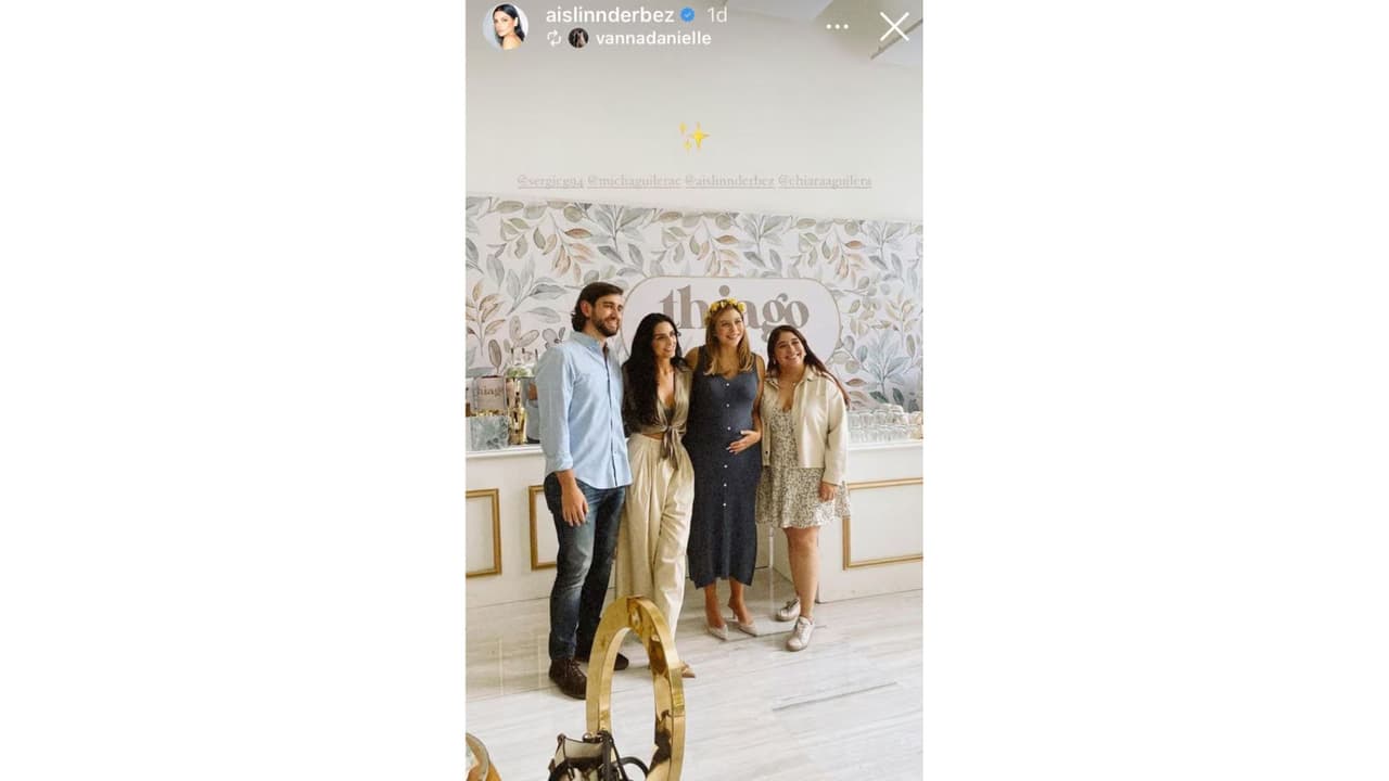 Aislinn Derbez se involucró en el baby shower de su sobrino.
