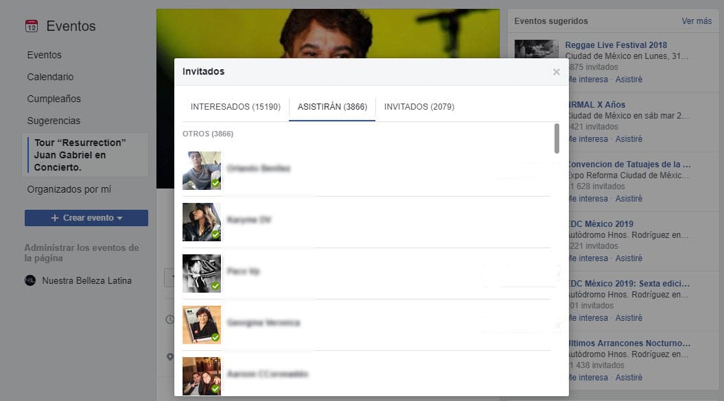La publicación tiene 15,190 usuarios interesados y han confirmado casi 4,000 asistentes.