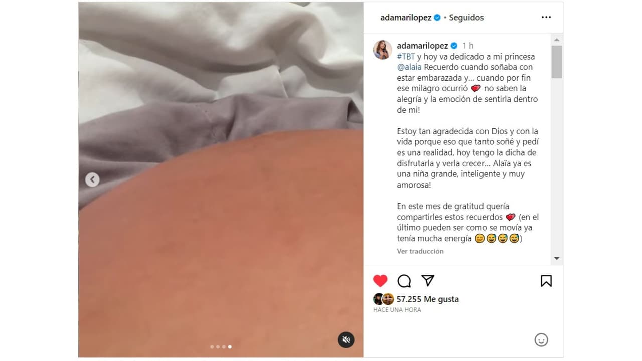 Adamari López publicó un video en el que se aprecia el momento en el que Alaïa se movía dentro de su vientre.