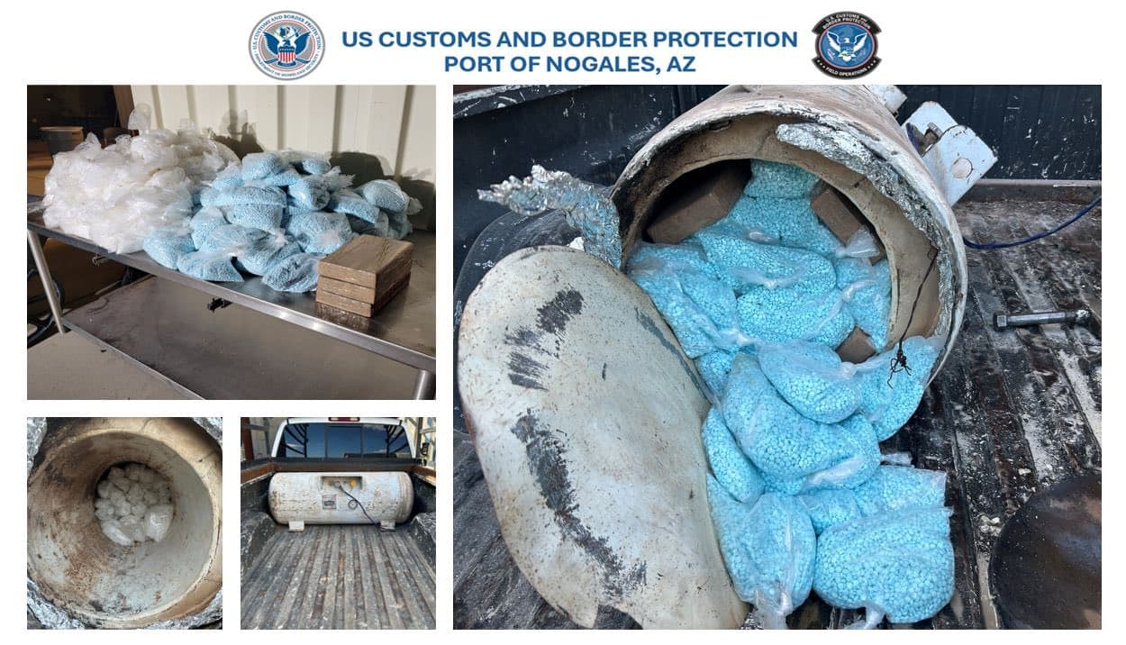 En casos como el que se dio a finales de agosto, oficiales de Nogales 
<b>encontraron pastillas y polvo de fentanilo, cocaína y metanfetamina en un tanque de propano</b> modificado, que estaba en una camioneta.