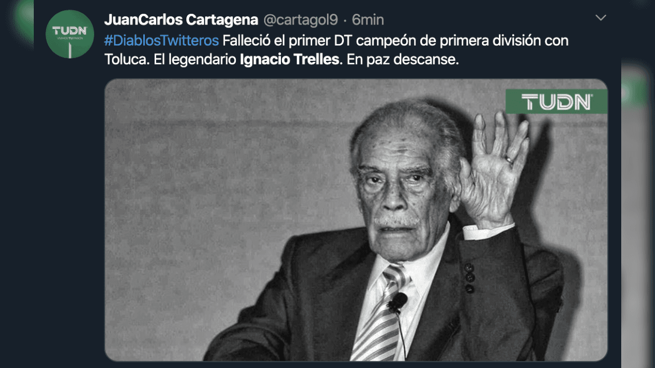 Así reacciona el mundo futbolístico ante el fallecimiento de Ignacio Trelles a sus 103 años.