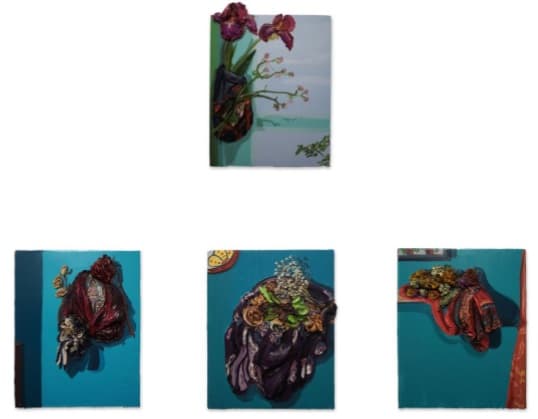 "Amor, Nuestro, y Cariño " encarnan la relación entre el autor y su esposa. El haber crecido en un ambiente lleno de violencia lo inspiró a honrar sus posesiones. A través de un gentil gesto, Herman Aguirre entrelaza las pertenencias personales de ambos para desarrollar delicados enredos. Pequeñas baratijas simbolizan su amor mutuo.