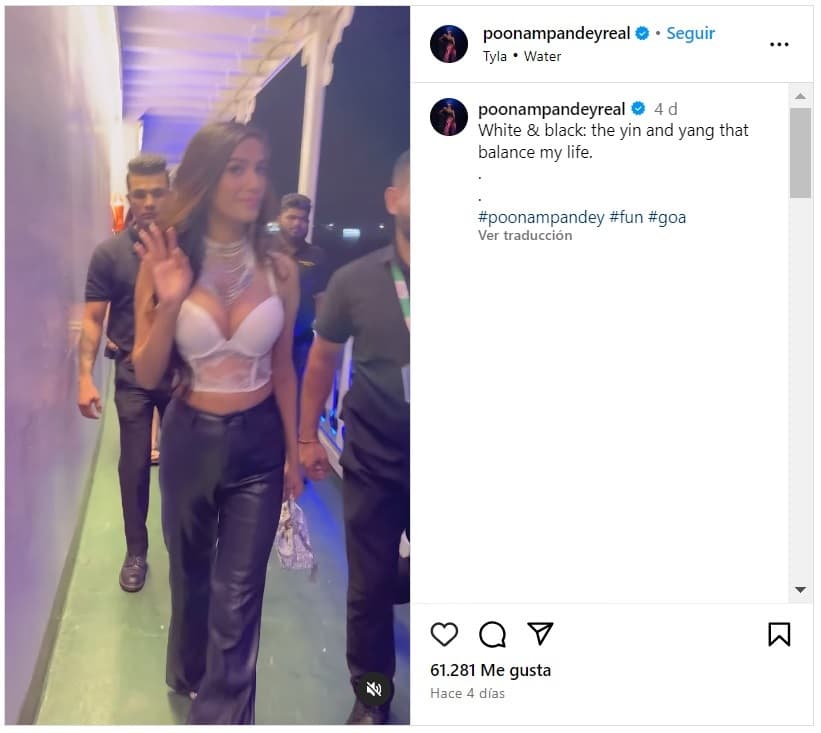Poonam Pandey mostró que acudió a una fiesta.