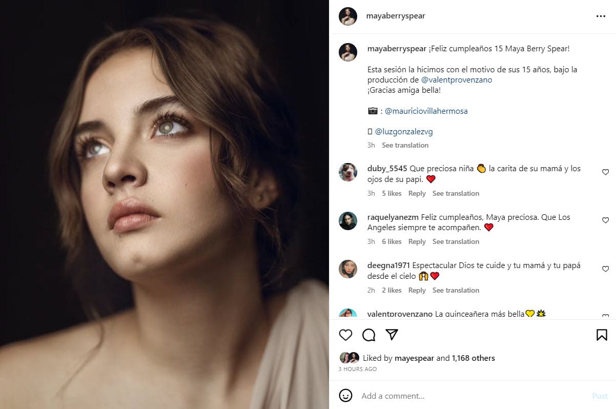 Maya Spear Berry tuvo una sesión de fotos para celebrar sus 15 años.