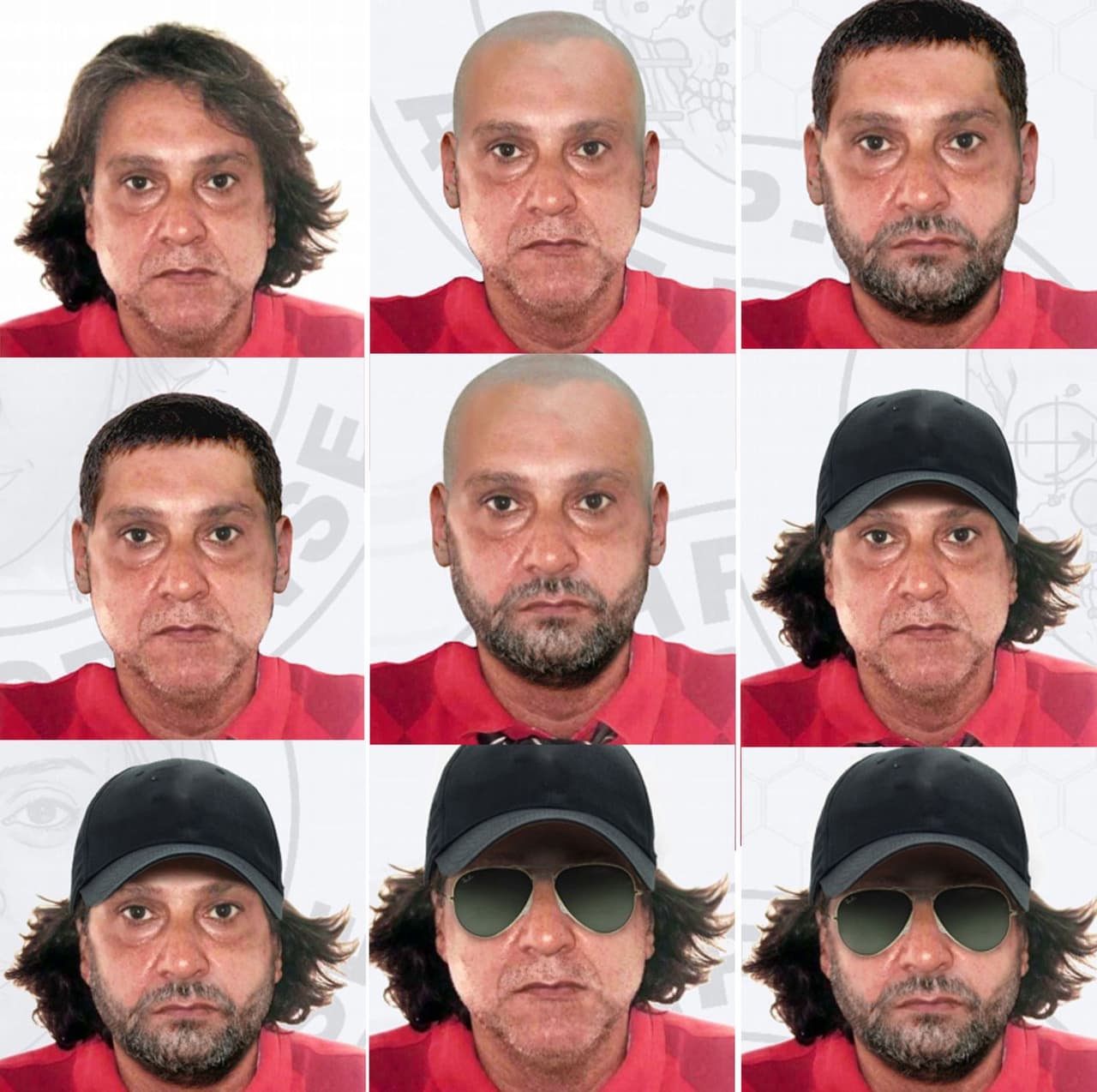Como parte del proceso para hallar a Paulo, la policía paulista divulgó desde entonces fotos de los 
<b><a href="https://g1.globo.com/sp/sao-paulo/noticia/2019/06/19/policia-de-sp-divulga-possiveis-disfarces-usados-por-assassino-de-ator-e-da-familia-dele.ghtml" target="_blank">posibles atuendos </a></b>que el sospechoso podría estar usando para no ser reconocido.