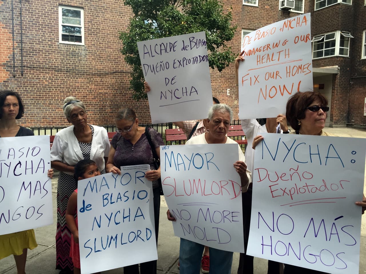 Una decena de inquilinos de Jacob Riis se manifestaron