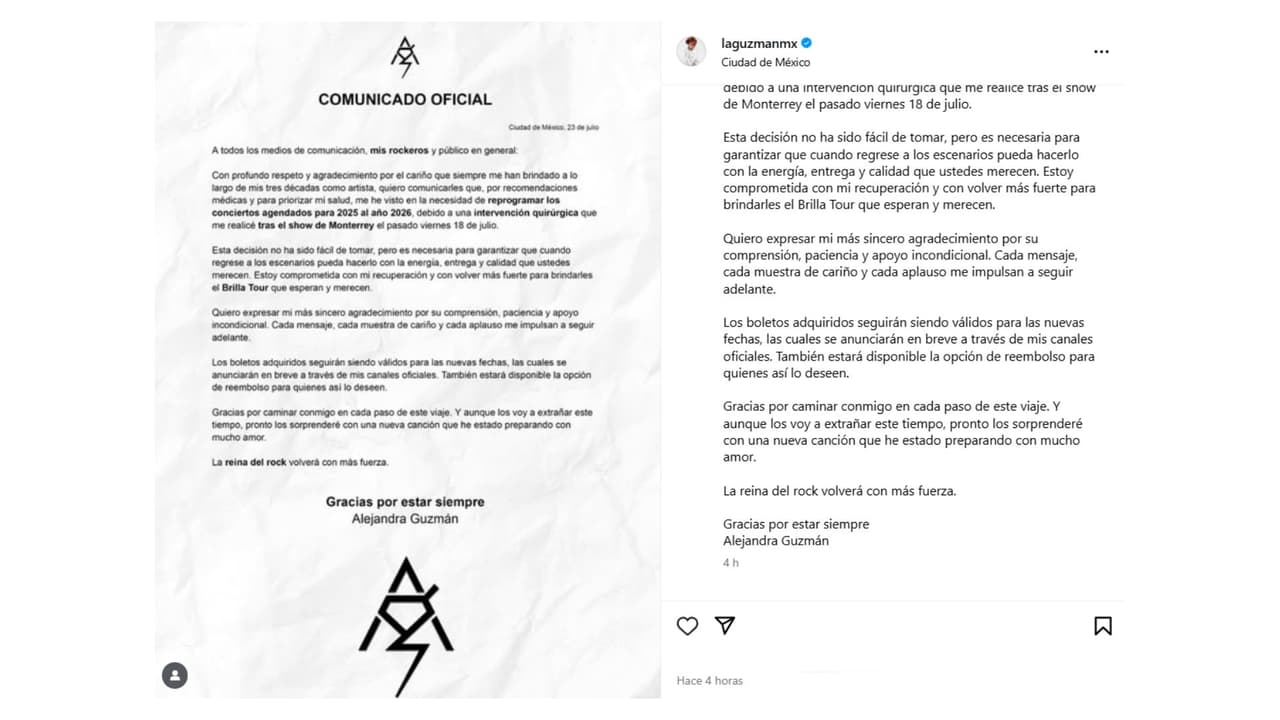 El comunicado de Alejandra Guzmán.