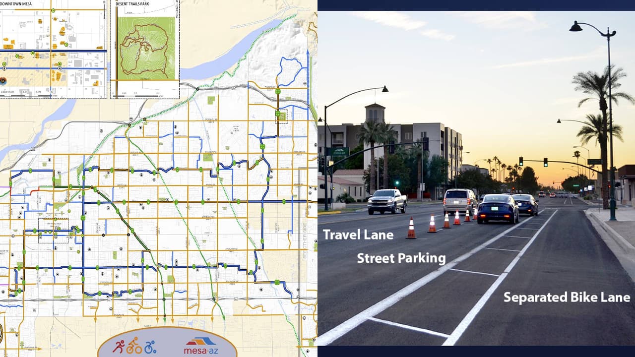 El Departamento de Transporte de Mesa anuncian que han comenzado a trabajar a lo largo de la Avenida Primera para crear carriles separados para bicicletas en el centro de la ciudad.
