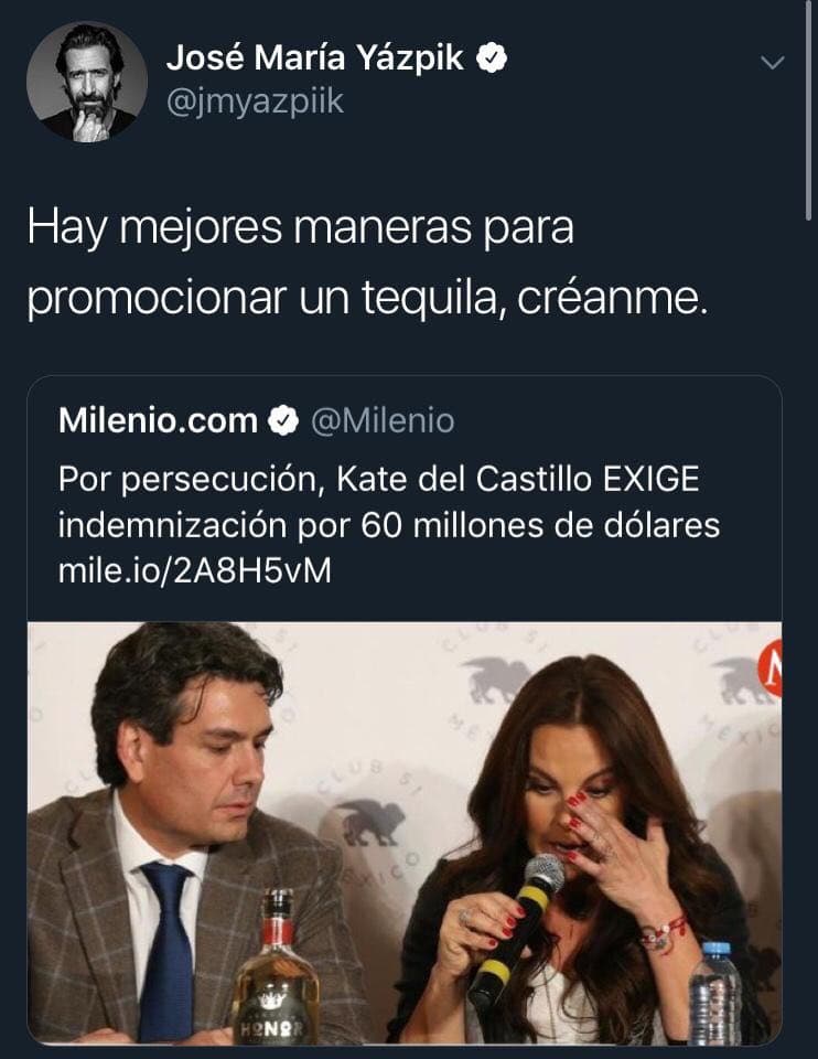"Hay mejores formas de promocionar un tequila, creánme", fue el mensaje del actor, que interpreta el papel de 'Amado Carrillo' en la serie 'Narcos México'.
