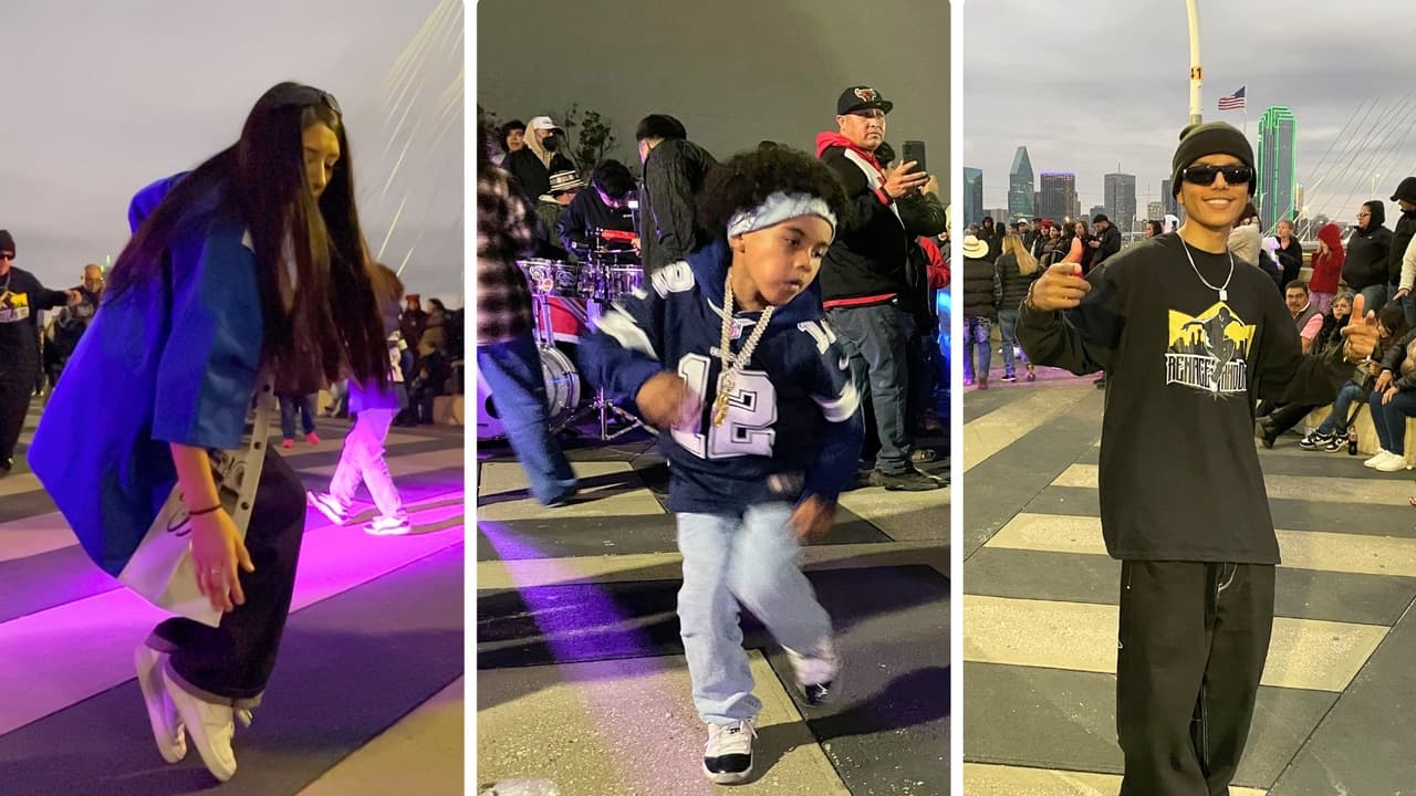 El icónico puente Margaret Hunt de Dallas ahora es el escenario de bailes masivos de cumbia