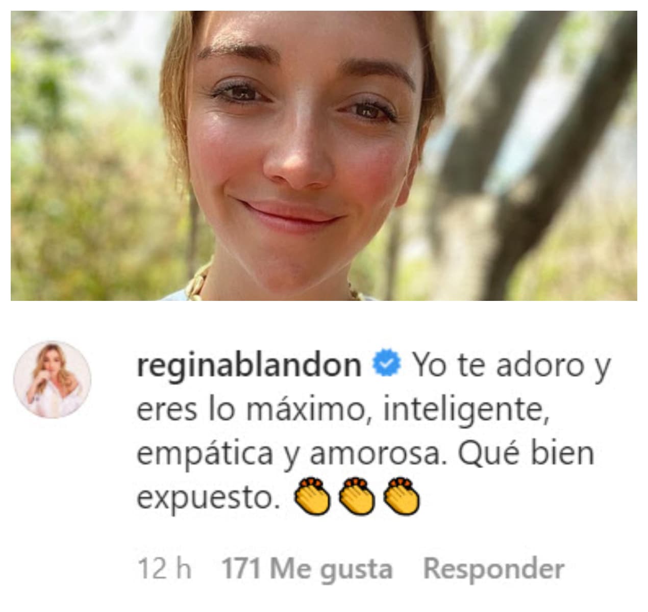 <b>Regina Blandón</b>, su compañera de elenco en la serie de comedia
<b>Renta Congelada</b>, aplaudió que su mensaje fuera "expuesto" con la inteligencia y empatía que, de acuerdo con ella, la caracteriza.
<br>