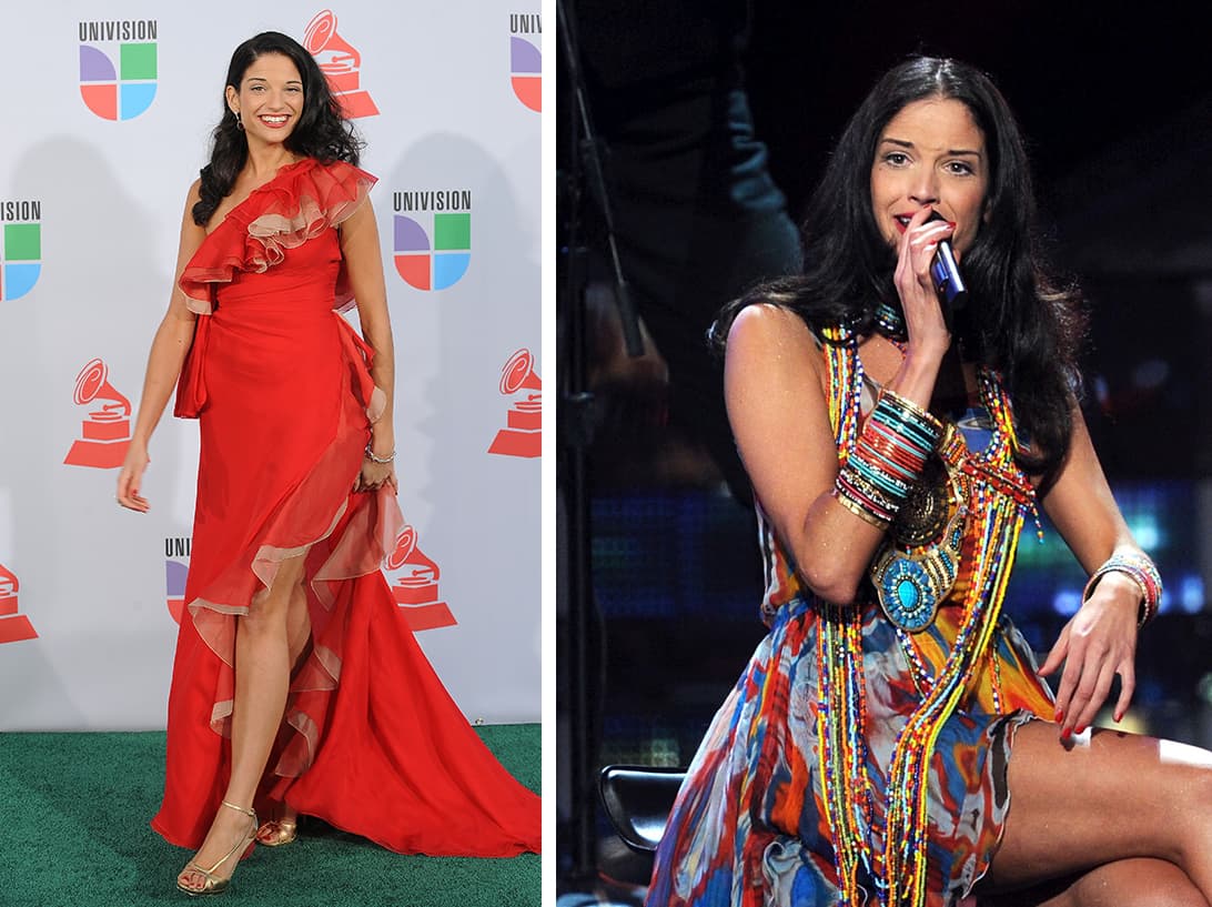Recordemos a Natalia en 2010, que con este vestido rojo un tanto cargado de la parte posterior caminó por la alfombra. Para subir al escenario eligió este colorido vestido inspirado en el estilo 'hippie'.