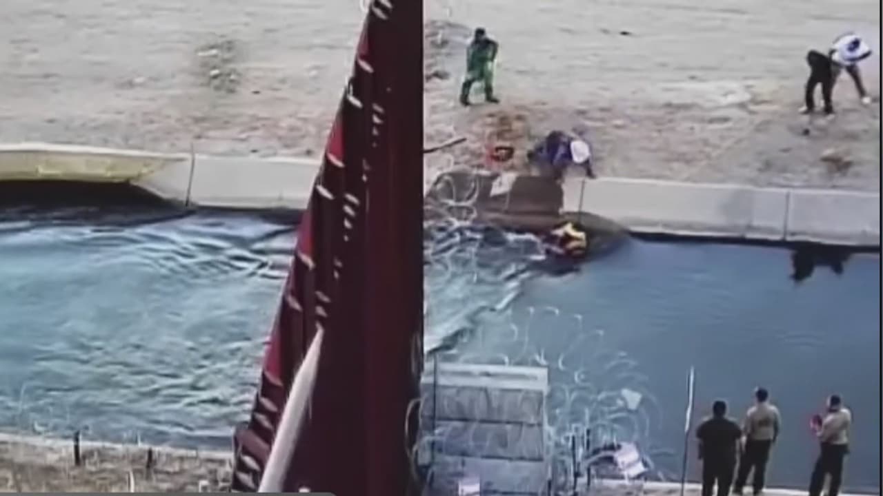 Un hombre de 23 años y su hijo de dos años fueron arrastrados por la corriente del canal Salinity Canal la tarde del primero de marzo y el momento quedó captado en video por las cámaras de vigilancia en la frontera de Arizona. 
<br>
<br>