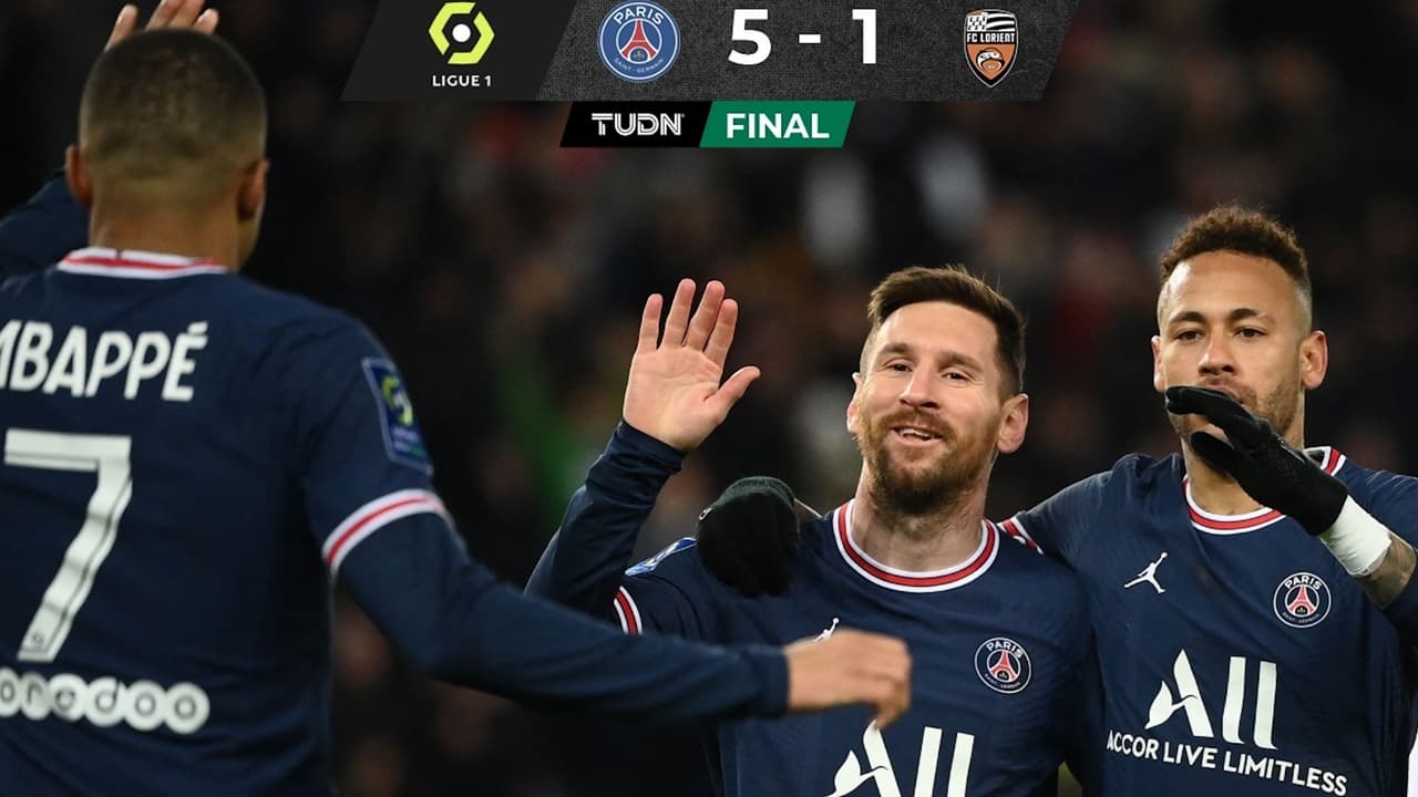 PSG golea con dobletes de Mbappé y Neymar y otro gol de Messi