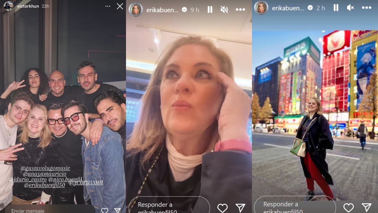 Erika Buenfil recibió el Año Nuevo en Japón junto a su hijo Nicolás, su relacionista público Víctor Khun Varela y otros amigos. Horas después un fuerte sismo sacudió a ese país.