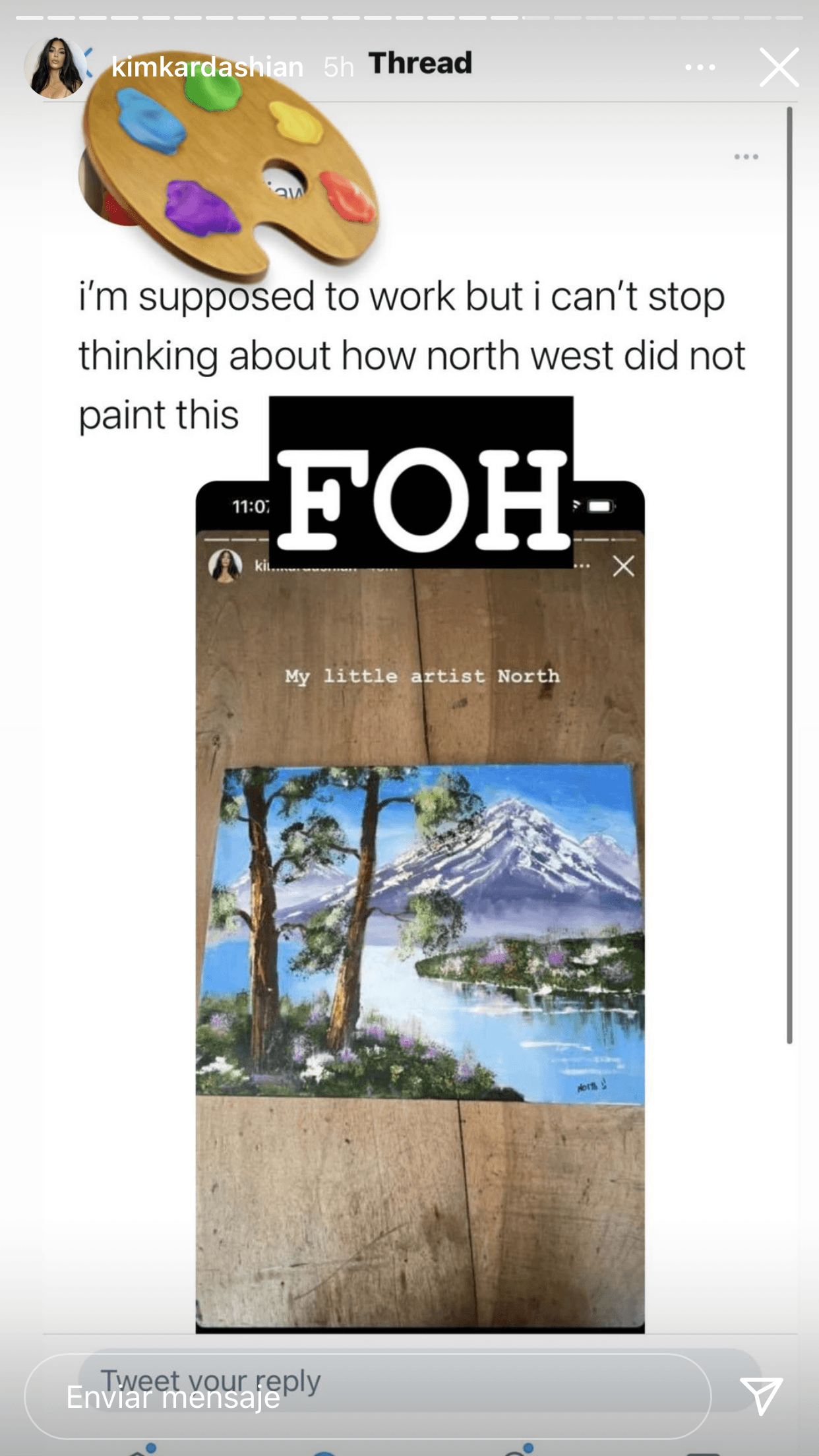 Para la empresa de Ross, la hija mayor de Kim Kardashian tiene habilidad para la pintura.
<br>